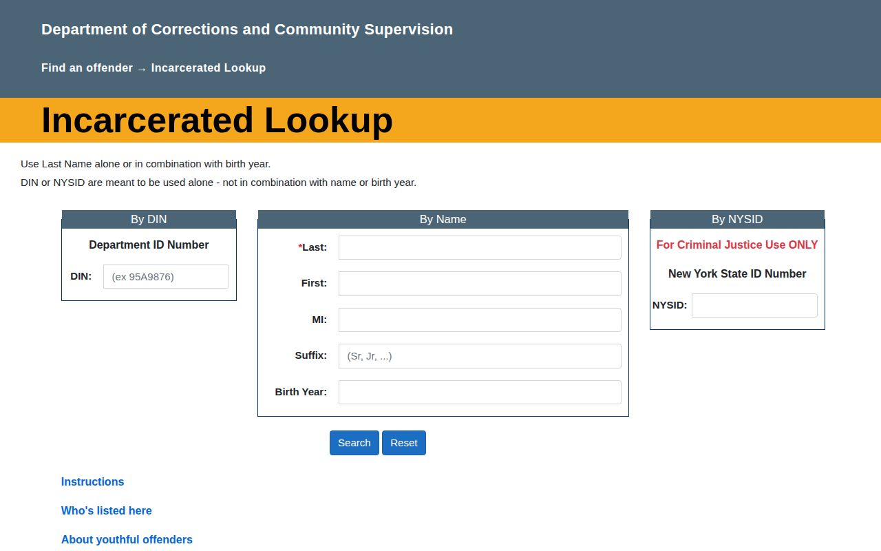 New York DOCCS offender record lookup for Essex County state-custody follow-up